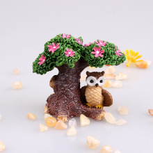 厂家直供多肉花园系列装饰 带树猫头鹰 心理沙盘游戏水族馆微景观