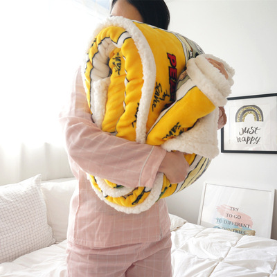 卡通法兰绒羊羔绒双层加厚毛毯珊瑚绒儿童盖毯圣诞节礼品批发代发