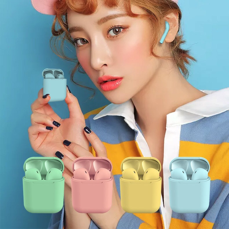 新款MANTE蓝牙耳机5.0触摸开盖弹窗多彩马卡龙双边耳塞礼品定制