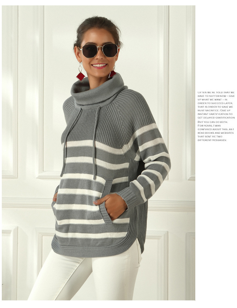 turtleneck sweater women autumn and winter women s striped long-sleeved sweater NSYH7180