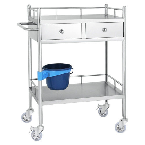 Stainless steel medication trolley, thickened trolley, surgical mobile storage rack, clinic instrument cart, nursing emergency cart