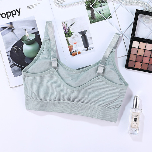 Explosive version of seamless bear thread wrapped chest and beautiful back running shock-proof sports bra without rims sleep vest tube top for women