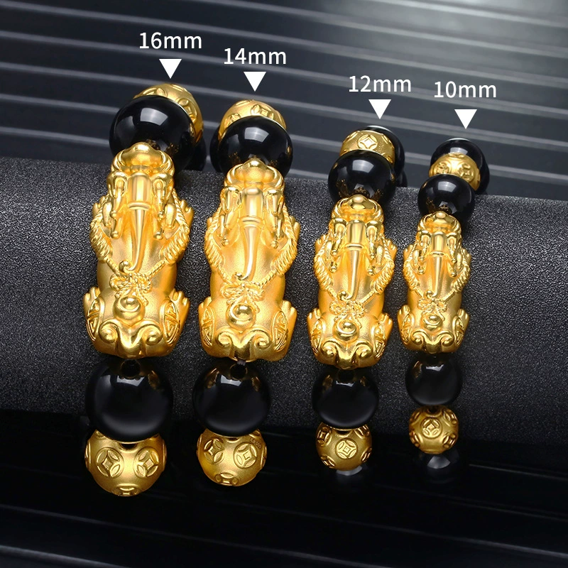 Men's Vietnam Sand Gold Obsidian Bracelet Plating Gold Pill Plate Platform Stalls Temple Fair Activities Gift Gift Gifts