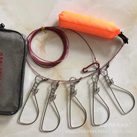 厂家直供 不锈钢路亚鱼锁 包塑钢丝活鱼扣锁 鱼器锁 5扣 10扣现货