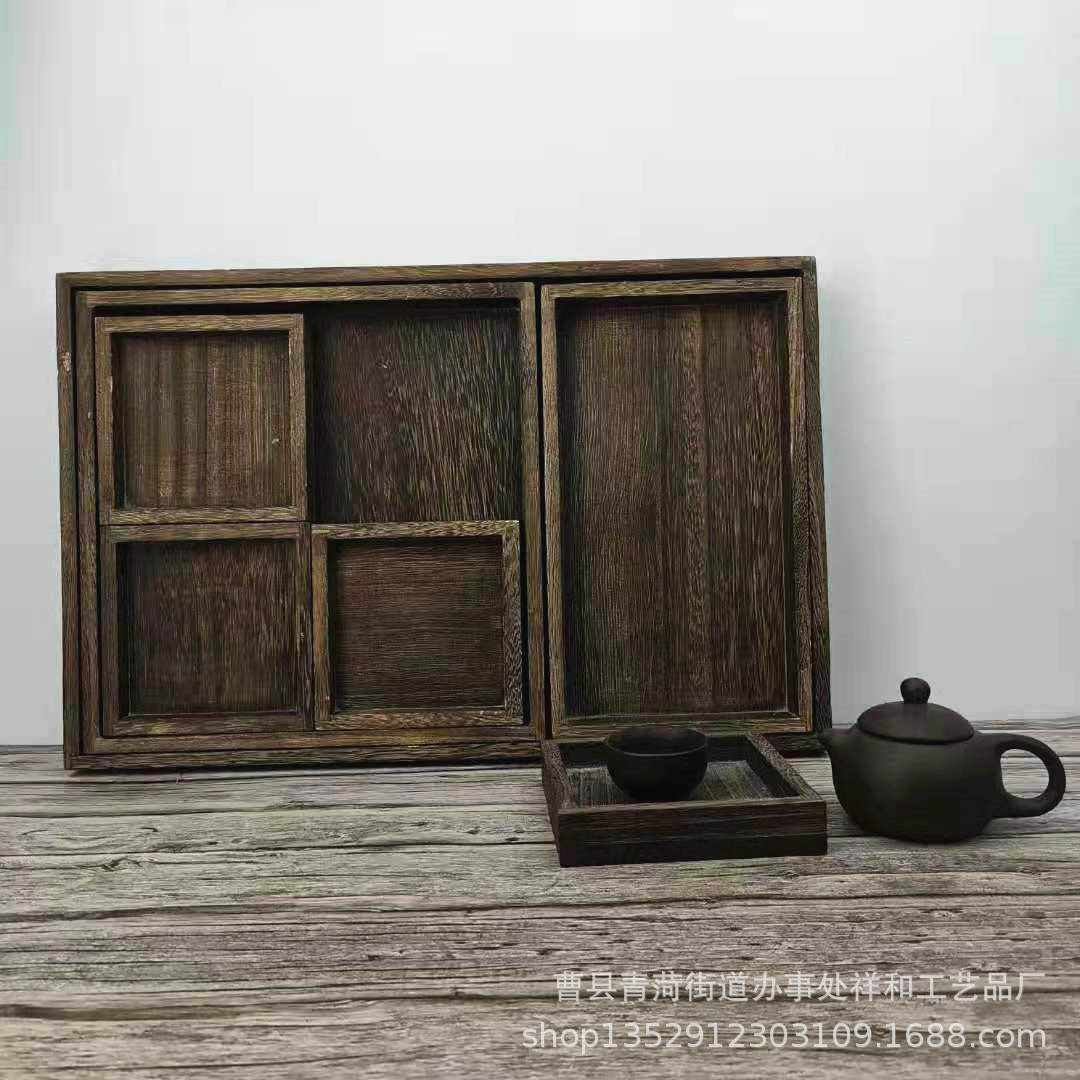 日式木制茶具托盘 桐木茶盘烧桐木茶盘餐盘果盘木制托盘