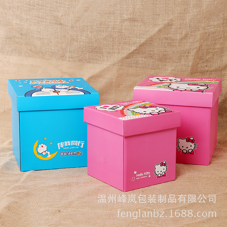 卡通瓦楞回禮大方盒 寶寶滿月兒童生日喜糖盒 廠家直銷