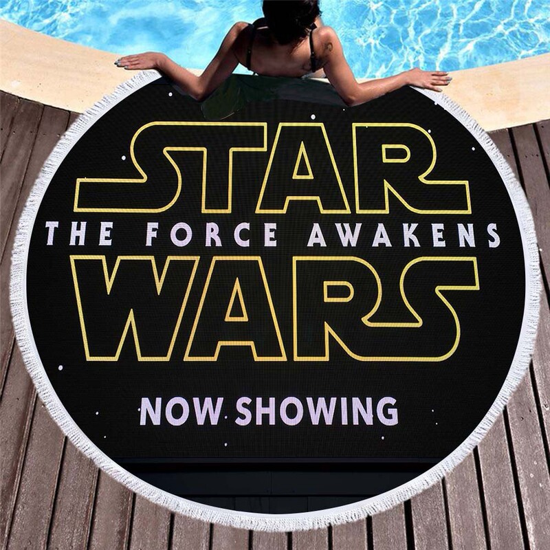 Embroidered European and American 3D Digital Printed Star Wars Beach Towel Microfiber Round Tassel Beach Mat