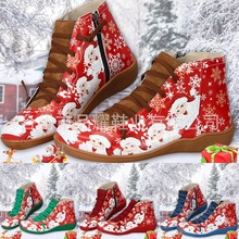 跨境爆款2020秋冬新款圣诞女靴外贸大码休闲短靴独立站平底女靴