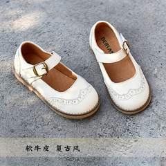 2023 New Women's and Children's Casual Leather Single Shoes Princess Shoes for Kids Baby Shoes Spring and Autumn Style Retro British