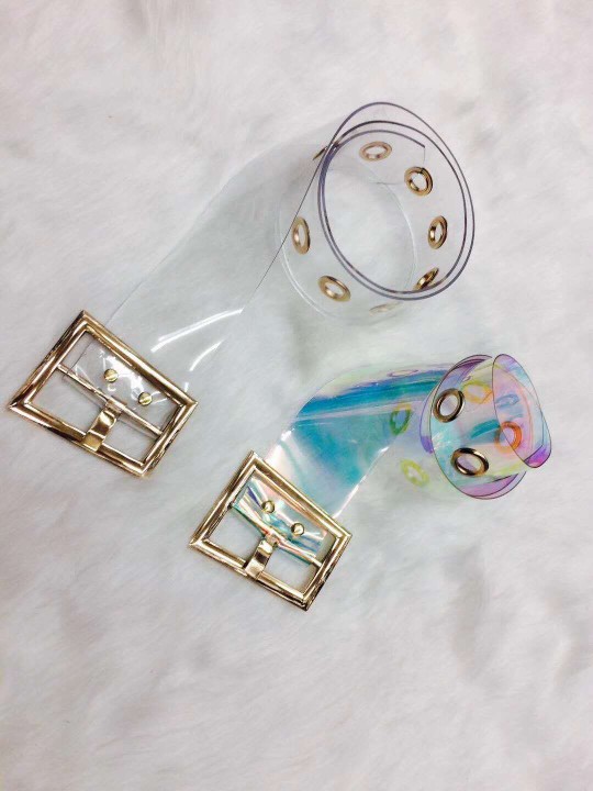 Fashion Transparent Square Buckle Pvc Wide Belt display picture 1