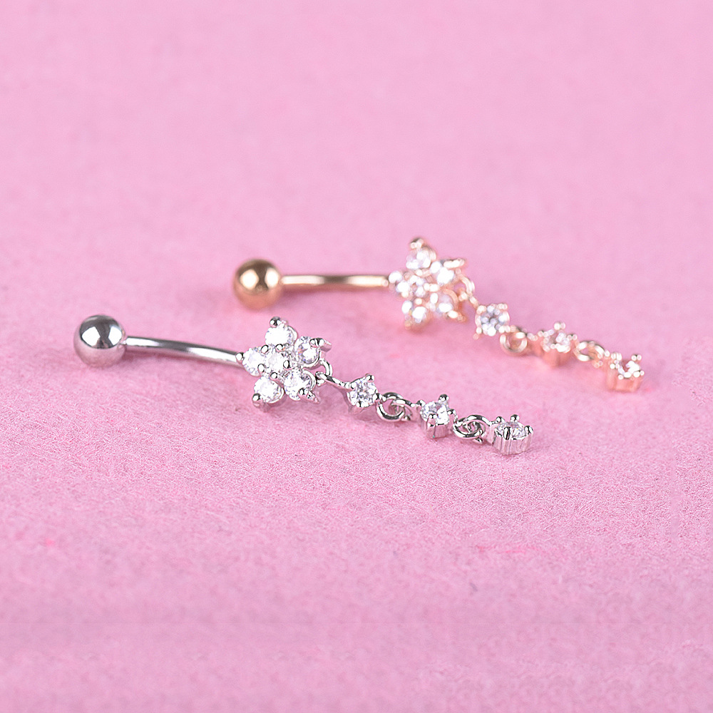 Piercing Jewelry Zircon String Flower Stainless Steel Pendant Navel Nail display picture 3