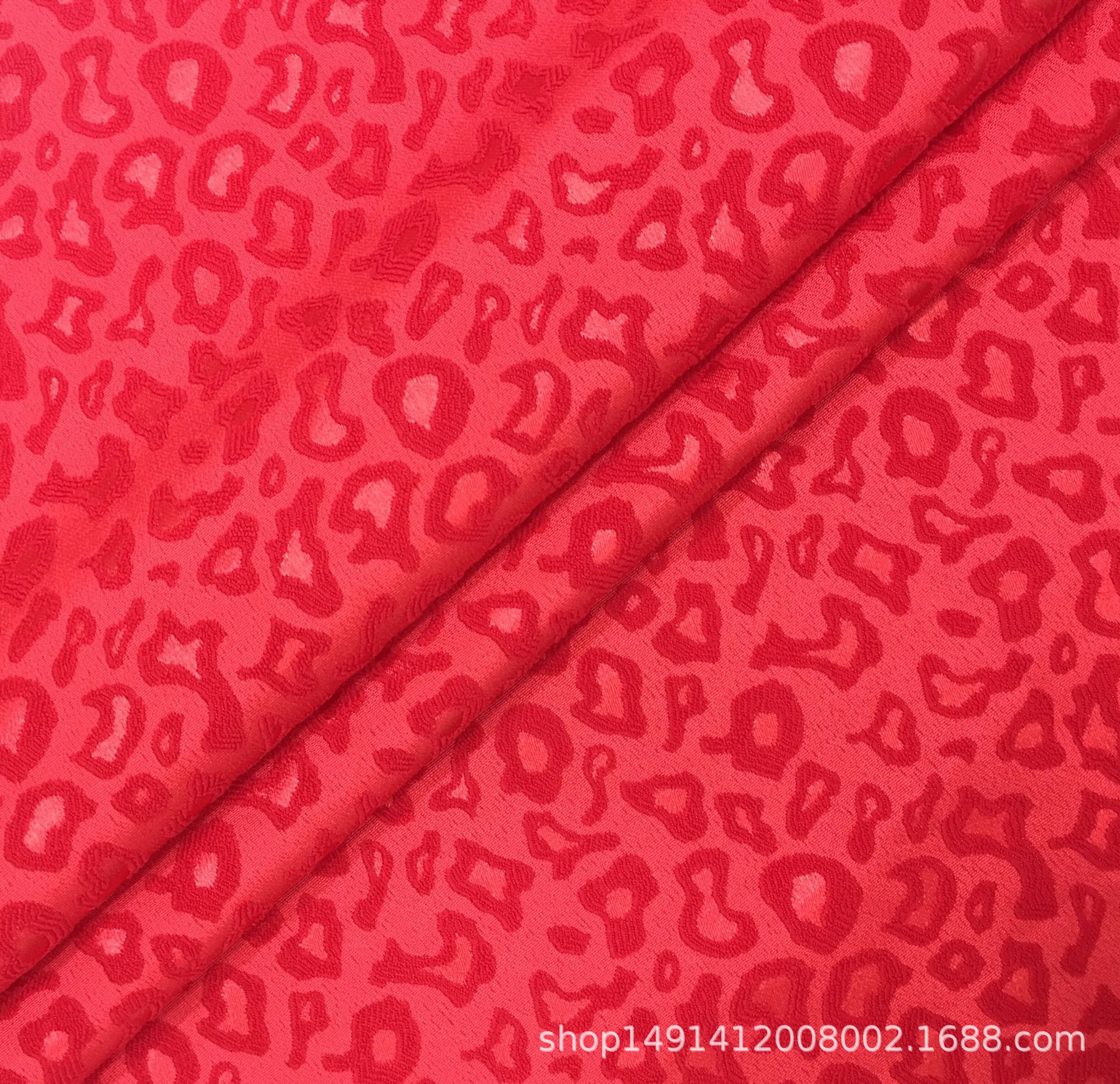 新款现货色织弹力豹纹提花布立体浮雕时装连衣裙礼服汉服古装戏服