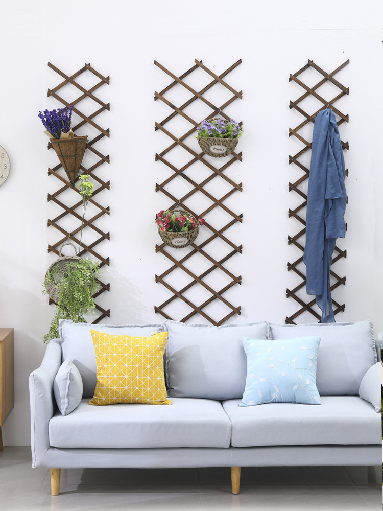 加厚户外伸缩防腐木栅栏围栏网格花架篱笆围栏爬藤架庭院装饰