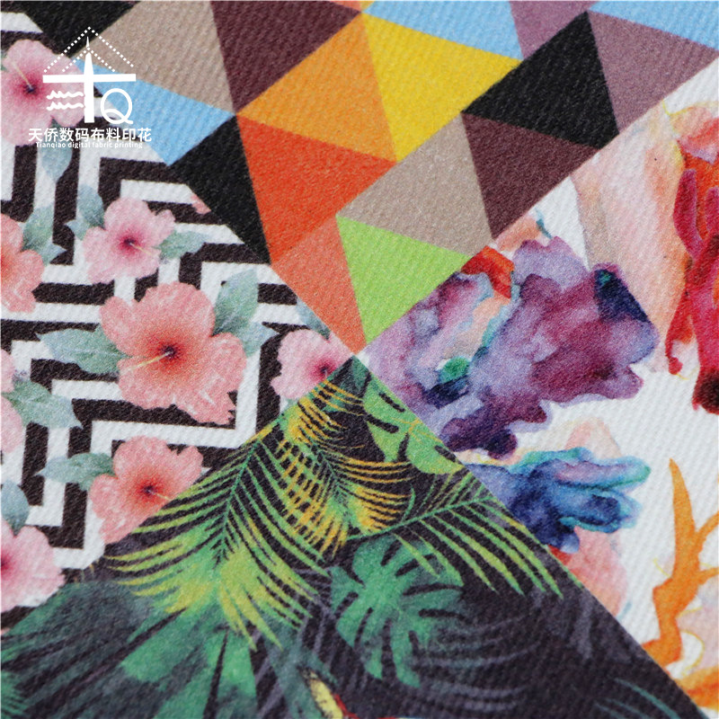涤纶时尚小碎花面料布箱包鞋子沙发面料千款花型浴帘数码印花