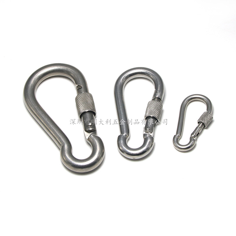 304不锈钢带螺母登山扣弹簧扣安全扣宠物钩链条扣连接扣M4-M10