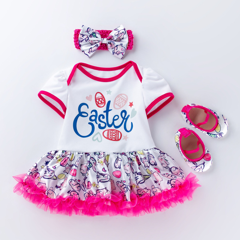 Easter Baby birthday party dresses dress Baby birthday dresses cartoon  short sleeve one-piece children holiday dress