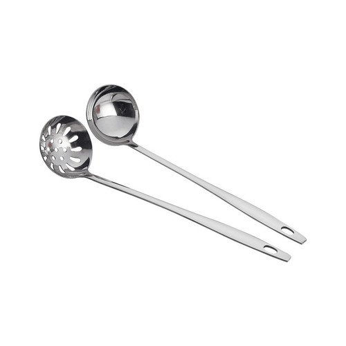 Non-magnetic stainless steel extended handle restaurant hotel hot pot soup shell soup drain cooking soup drain spoon laser logo