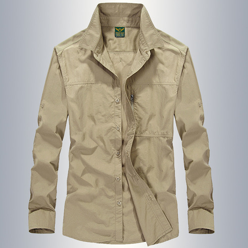 65101 Spring and summer men's outdoor mountaineering long-sleeved loose quick-drying shirt thin breathable quick-drying shirt large size
