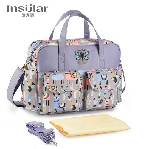 Yinxiuli Waterproof Nylon Printed Shoulder Mother Bag Crossbody Portable Mother and Baby Bag Large Capacity Mummy Bag Cross-border