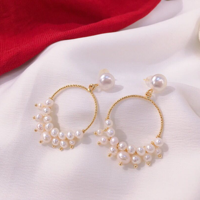 Korean Version Of Light Luxury And Versatile14k Gold-wrapped Natural Freshwater Pearl Earrings,Ladylike Temperament,Small Fragrance Style Earrings