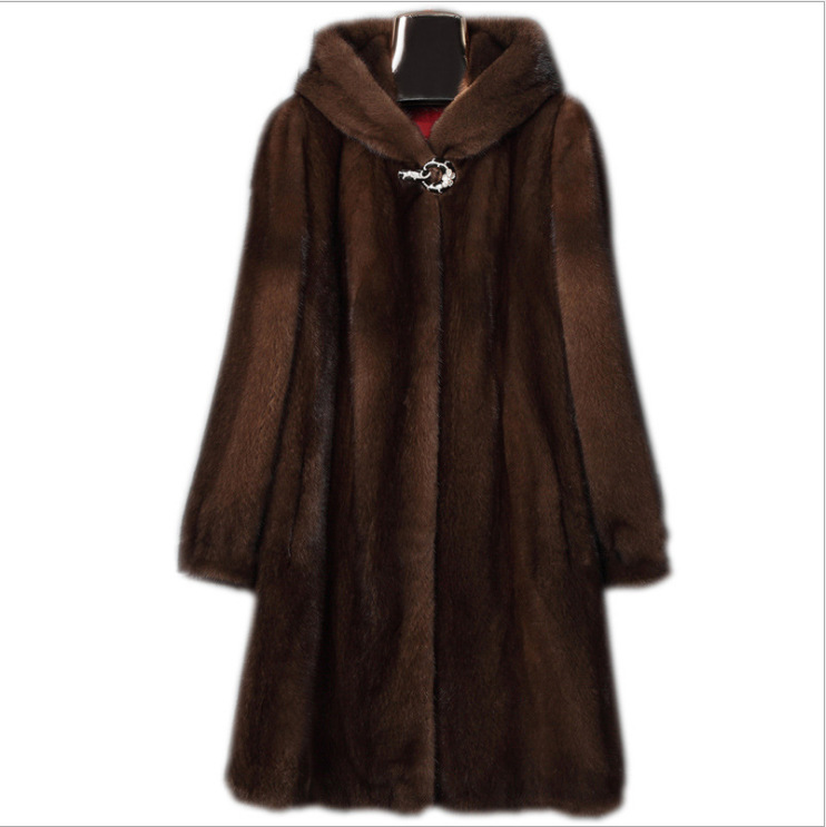 Women's Clothing mink coats for women fur whole mink long hooded _voghion.com