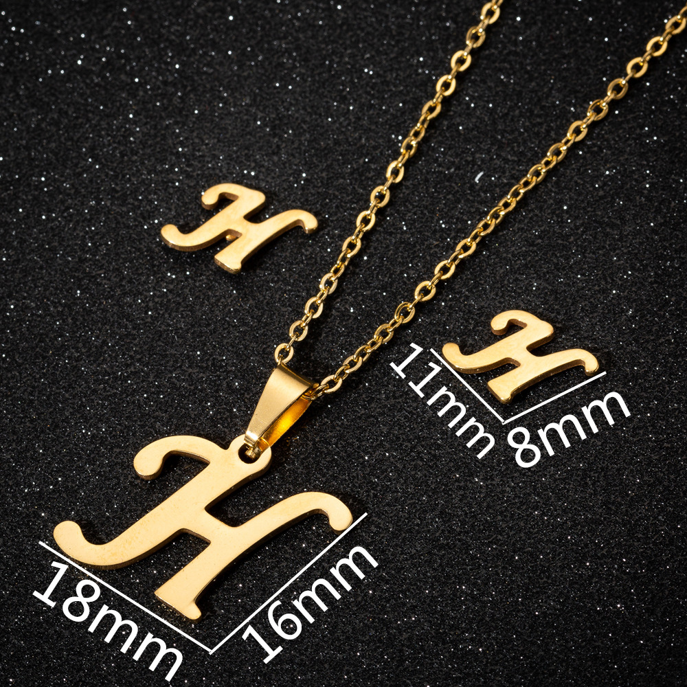 Women's Fashion Simple Style Letter Stainless Steel Pendant Necklace Ear Studs Plating Jewelry Sets display picture 2