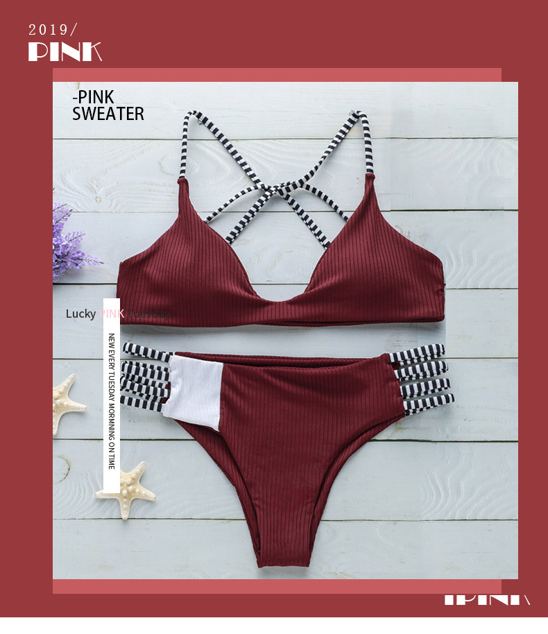 Cotton FashionBikini(red-S)Swimwear NHHL2064-red-S