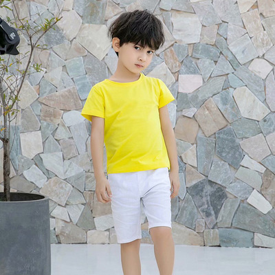 儿童T恤定制LOGO高品质圆领短袖文化衫广告衫幼儿园班服活动服diy