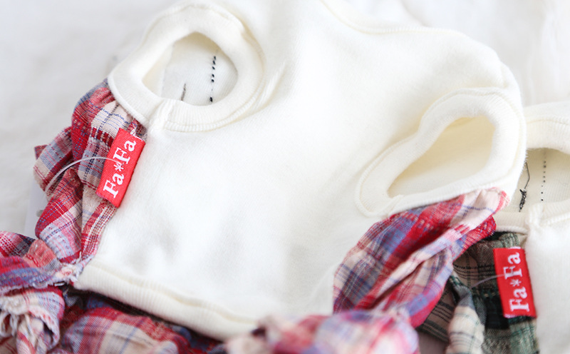 彩格口袋拼接裙