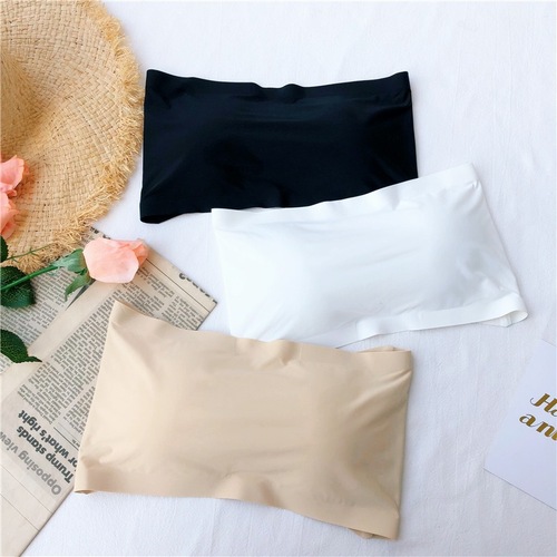 Seamless ice silk, versatile, strapless, anti-exposure, one-line waistband, bra pad, tube top, chest-wrapped underwear, bottoming vest top