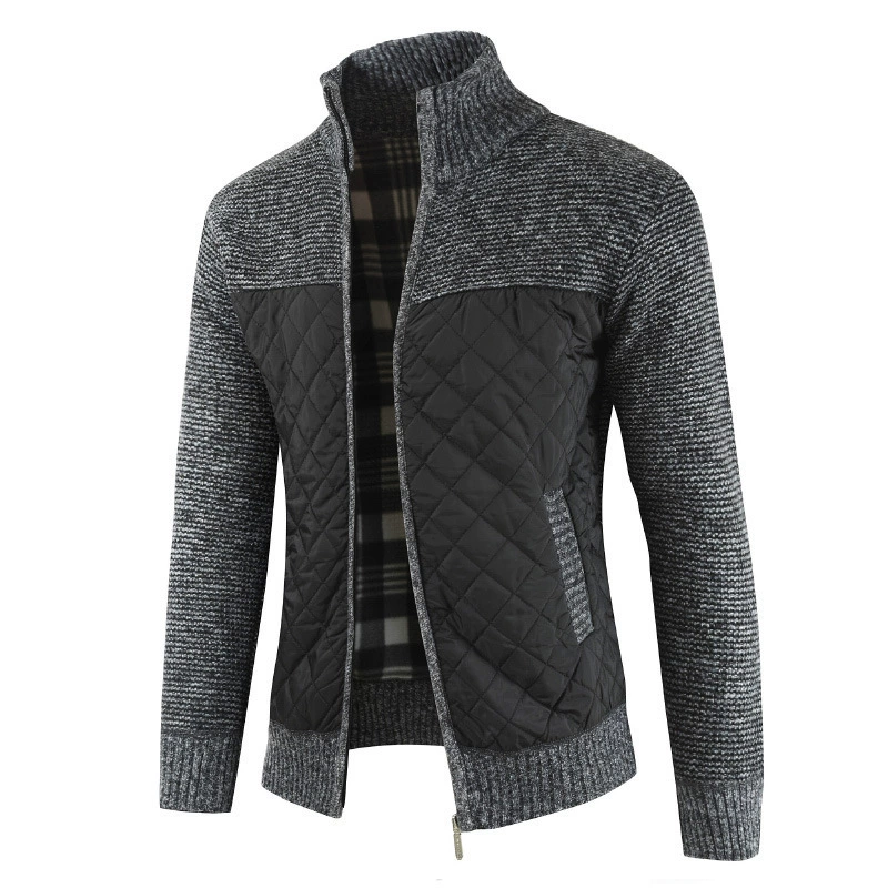 Demi-season woolen warm knitted sweater, cardigan, men's jacket