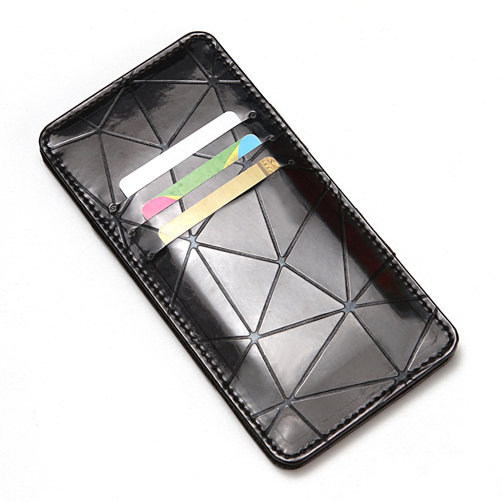 跨境韩版PU镭射魔术钱包 菱形压痕女士钱夹卡包 证件银行卡套