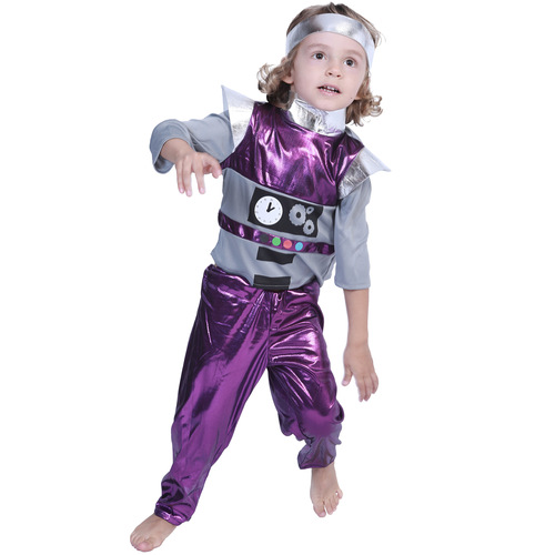 purple alien Halloween party cosplay dress cute robot family groups play a stage performance clothing