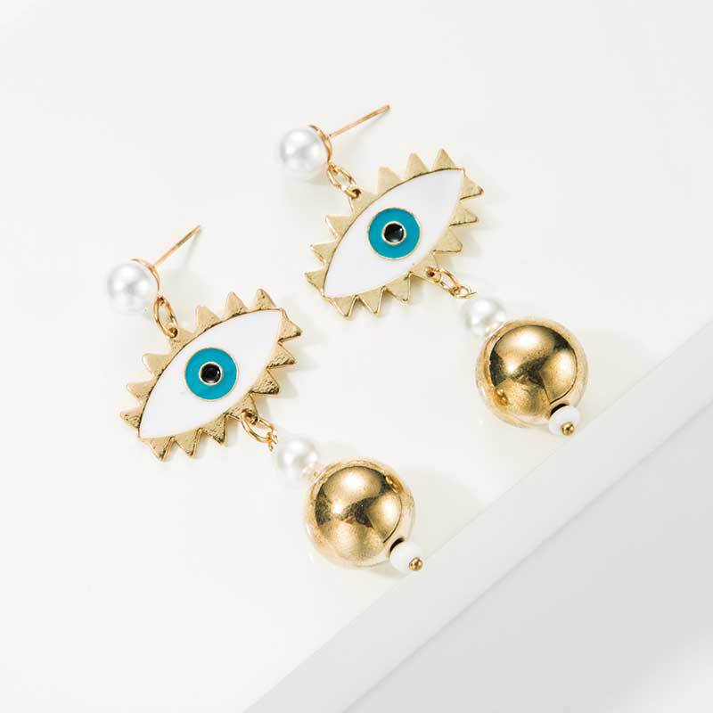 Devil Eye Pearl Earrings Fashion Punk display picture 6