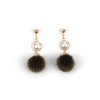 Brand demi-season spherical universal fashionable earrings from pearl, internet celebrity