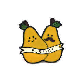 随变 韩国风可爱黄色苹果 PERFECT滴油胸针饰品 牛仔帆布徽章饰品