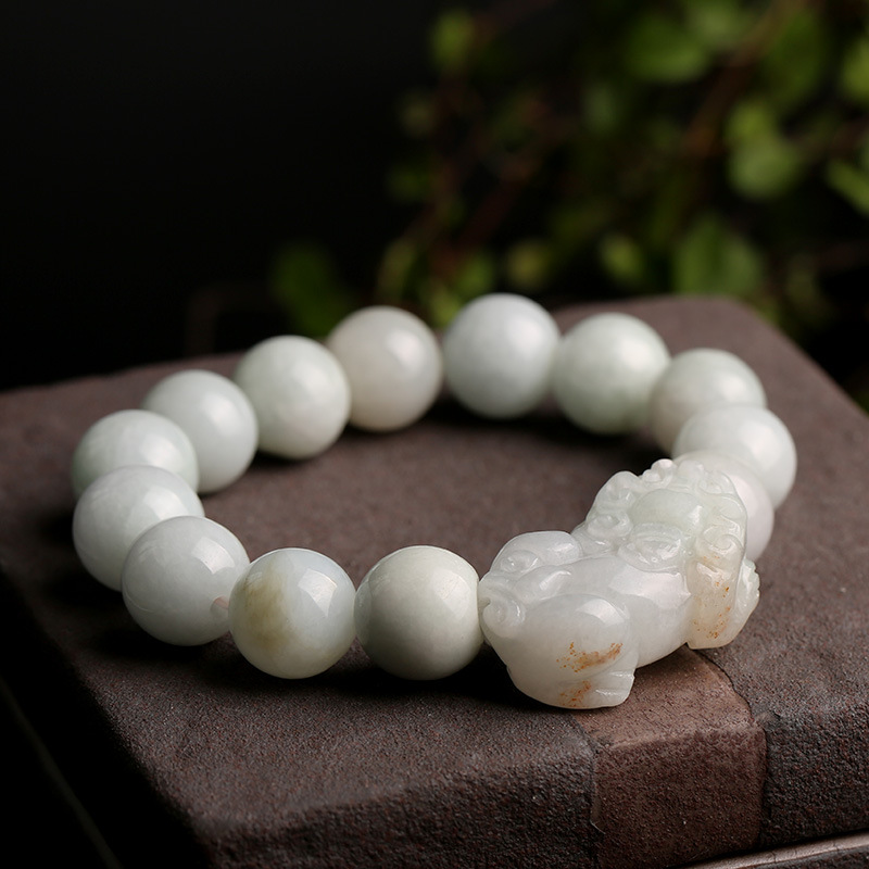 Natural Jadeite Pixiu Bracelet For Men And Women Couple Model AHandmade Jade Pixiu Bracelet