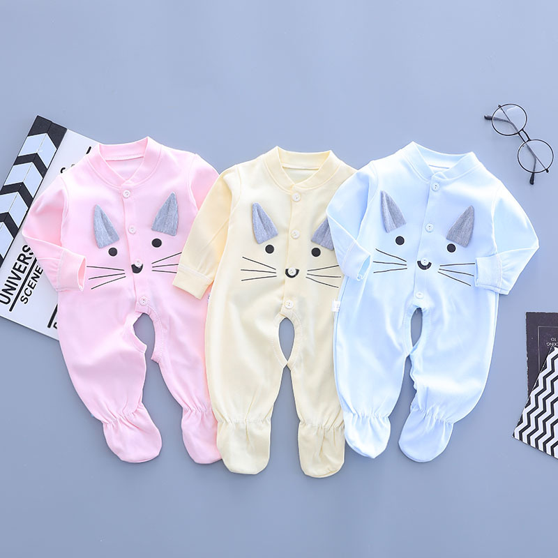 Newborn baby foot jumpsuit spring and su...