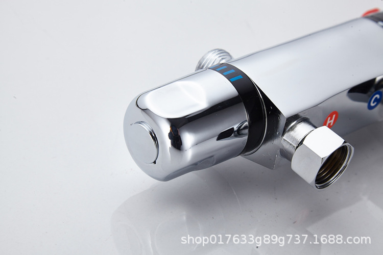 Original manufacturer's exposed alloy constant-temperature mixing valve faucet, bathroom rain shower head, automatic warm water control valve set Item Picture