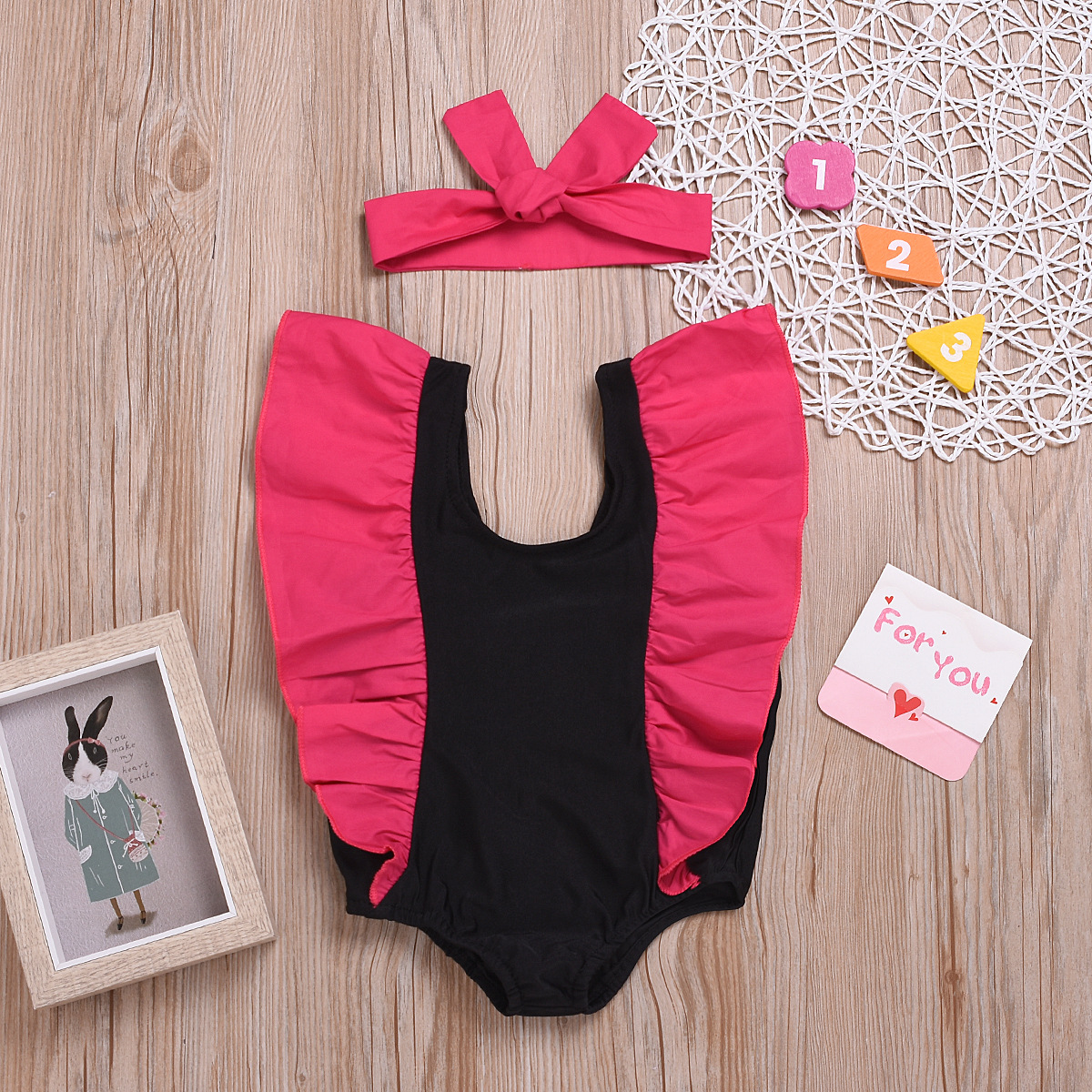 Girls' two-piece swimsuit sleeveless bac...