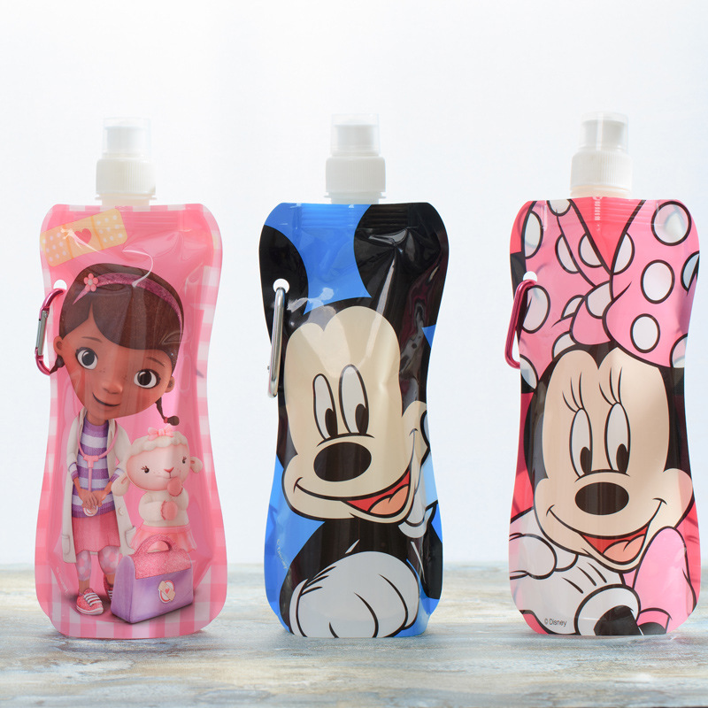 批发450ML折叠水包装袋  登山扣折叠水袋500ML便捷出行饮用水袋