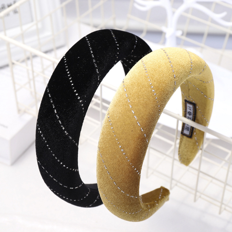 Models Sponge Headband Autumn And Winter Models Solid Color Velvet Head Buckle Wholesale display picture 11