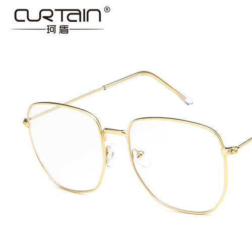 2019 New Retro Polygonal Glasses Frame European and American Metal Irregular Flat Mirror Literary Large Frame Glasses Frame