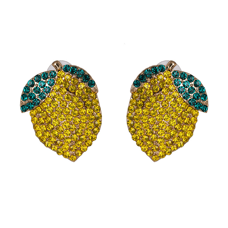 Colorful Diamond Earrings Women Lemon Fruit Earrings Wholesale display picture 10