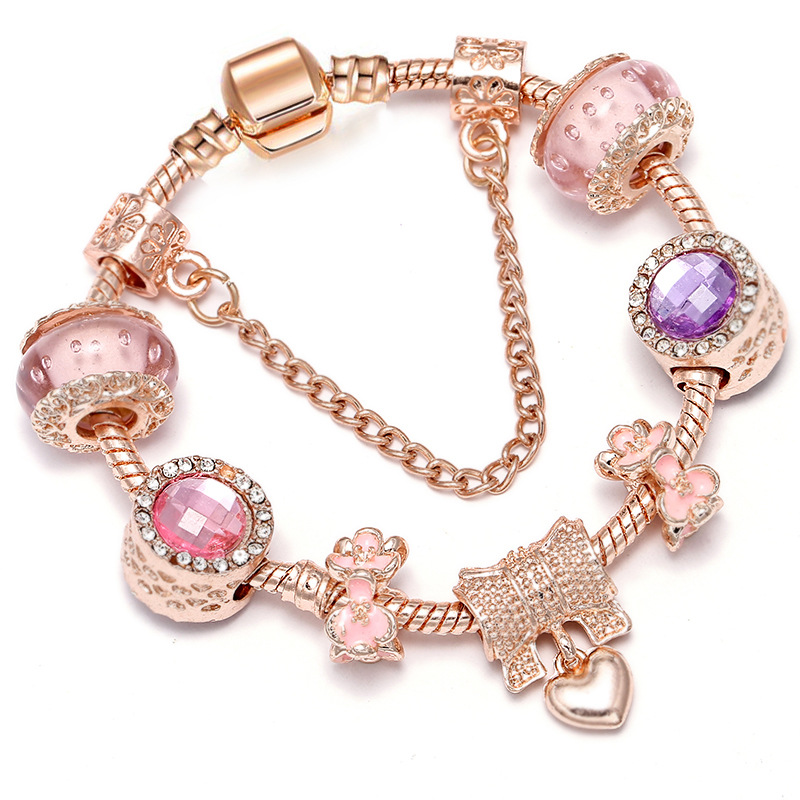 1 Piece Simple Style Heart Shape Flower Copper Plating Zircon Women's Bracelets display picture 1