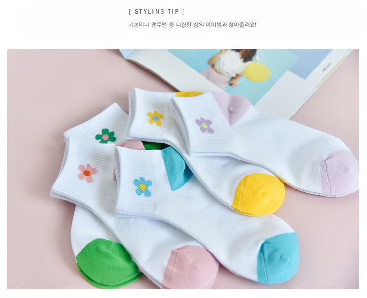 Summer New Products Ladies Cartoon Small Flower Pure Cotton Shallow Mouth Mesh Boat Socks display picture 2