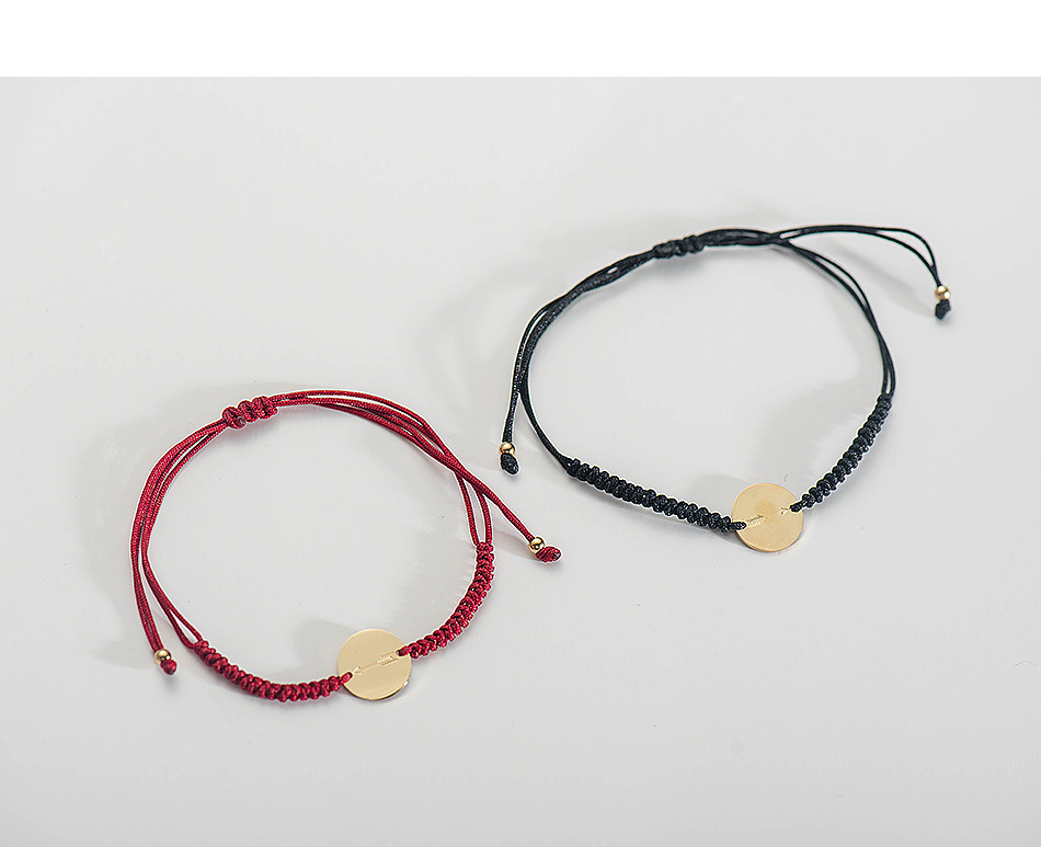 Simple Woven Stainless Steel Pullable Gold Disc Arrow Rope Bracelet