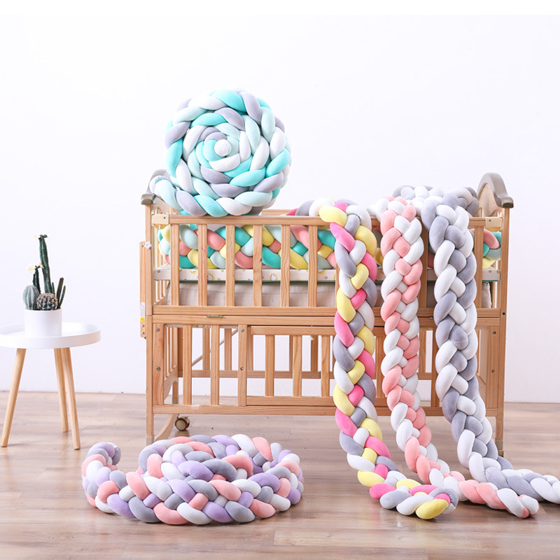 2 M 4-Strand Twist trenza habitación de los niños anudada circunferencia de la cama bebé anti-colisión valla de la cama tira tejida