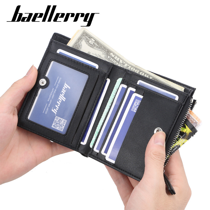 Men's Short Wallet Korean Multi Card Driver's License Card Bag Thin Zipper Buckle Zero Wallet