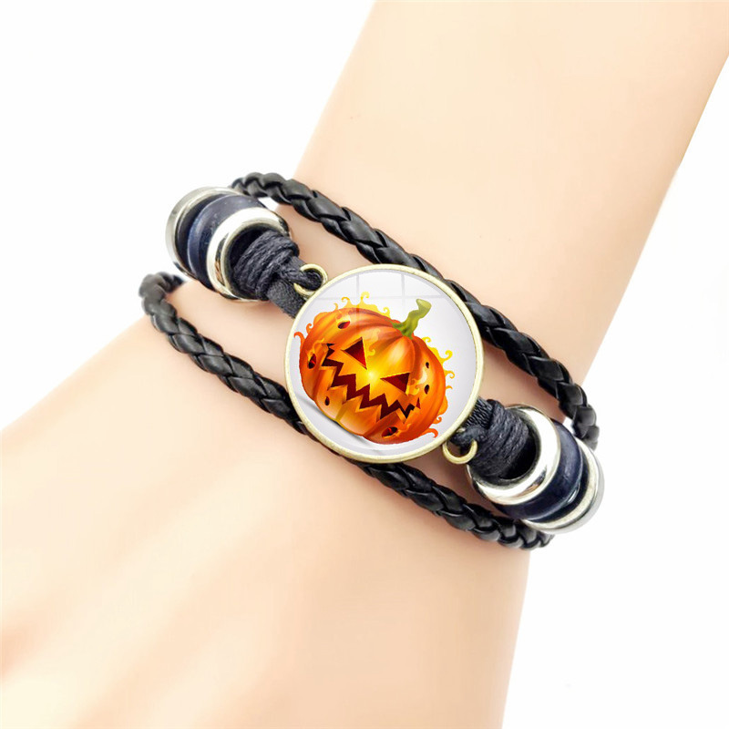 New Accessories Halloween Demon Pumpkin Time Gem Creative Retro Woven Bracelet_voghion.com